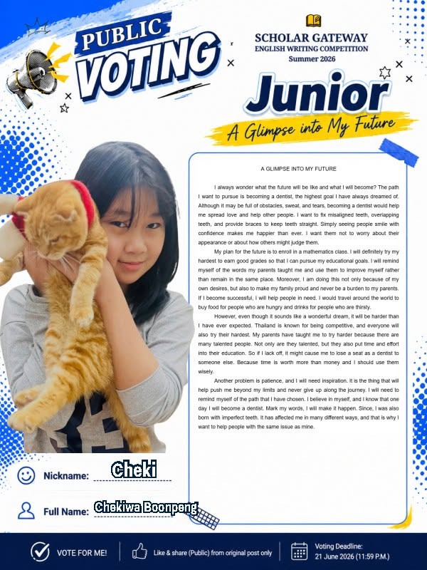 Junior finalist Cheki — A Glimpse into My Future