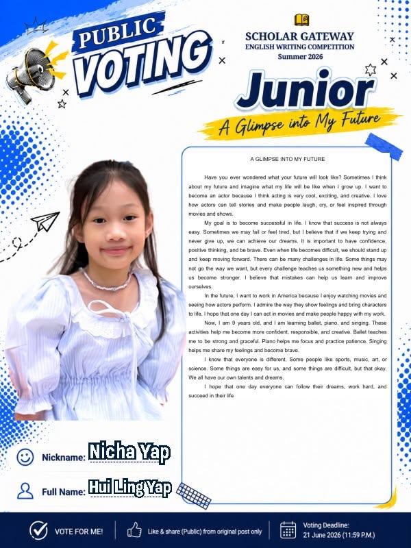 Junior finalist Nicha — A Glimpse into My Future