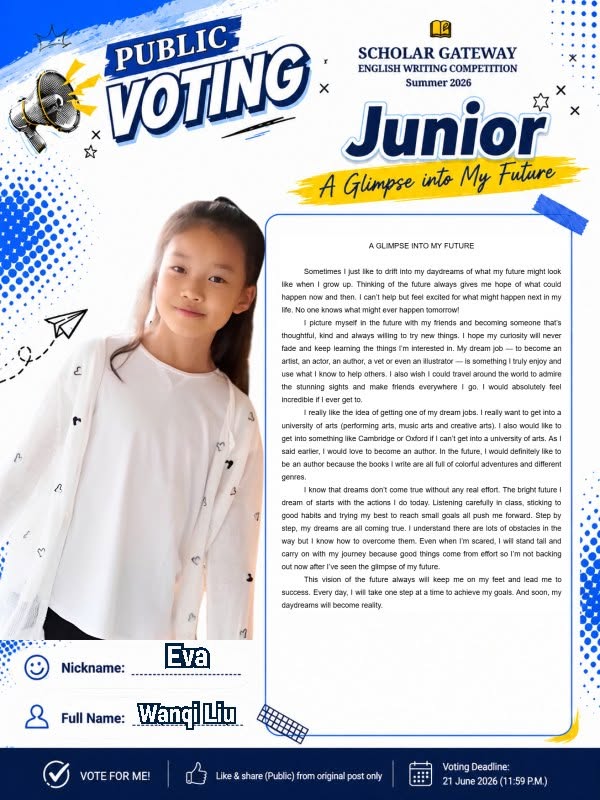 Junior finalist Eva — A Glimpse into My Future